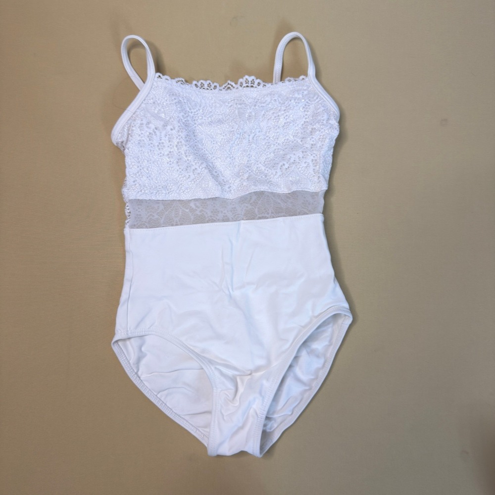 So Danca Girls White Lace Camisole Dance Leotard Size M1 Ballet Gymnastics